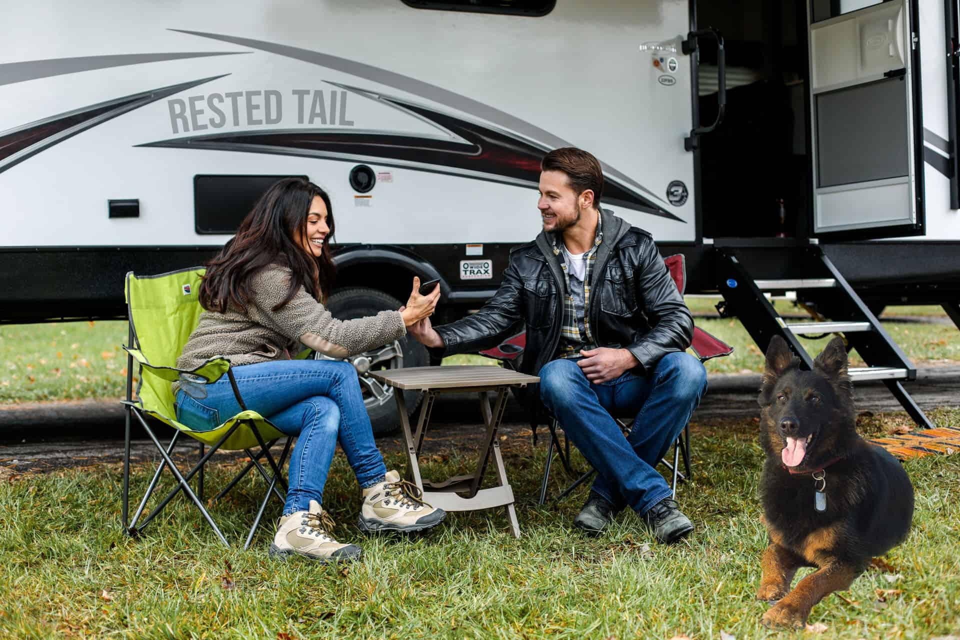 Rving with a dog.