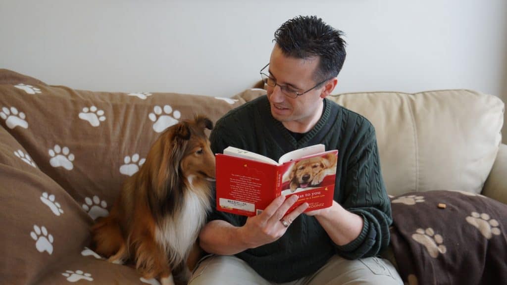 Dog learning to read