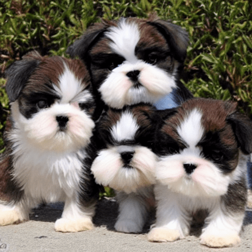Four black and white Shih Tzus