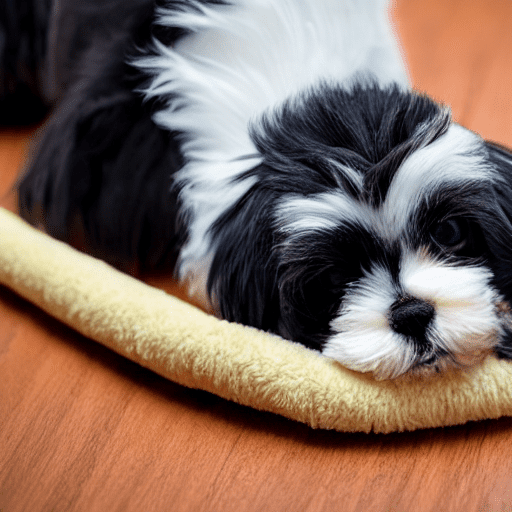 Shih Tzu alone on a dog mat
