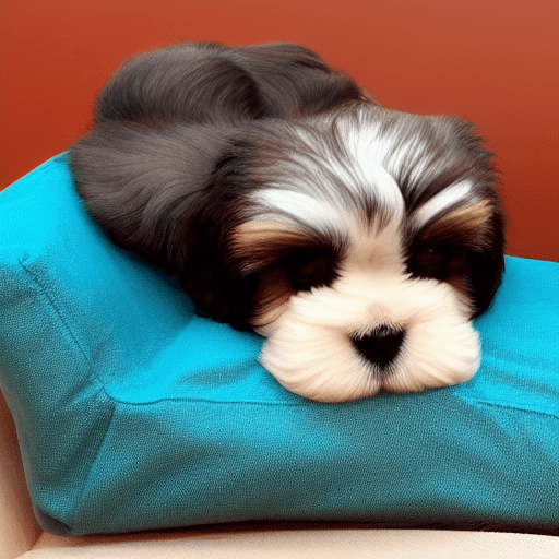 JasperArt puppy on blue dog bed
